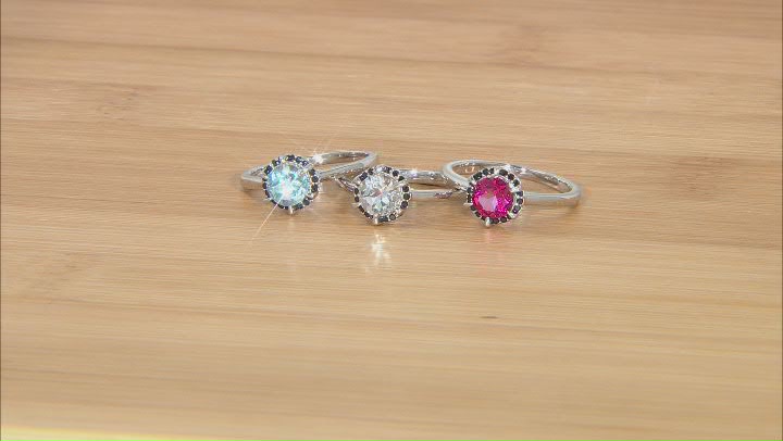 Sky Blue Glacier Topaz Rhodium Over Sterling Silver Set Of Three Rings 2.80ctw Video Thumbnail