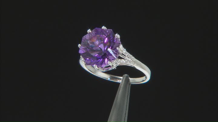 Purple Amethyst Rhodium Over Sterling Silver Ferris Wheel Cut Ring 4.72ctw Video Thumbnail