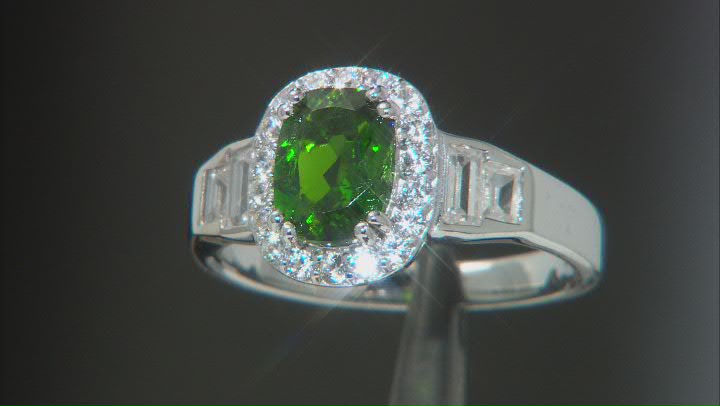 Green Chrome Diopside Rhodium Over Sterling Silver Ring 1.69ctw Video Thumbnail