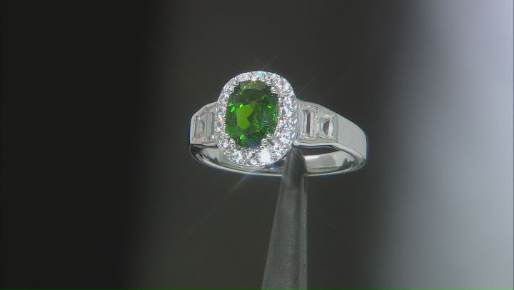 Green Chrome Diopside Rhodium Over Sterling Silver Ring 1.69ctw Video Thumbnail