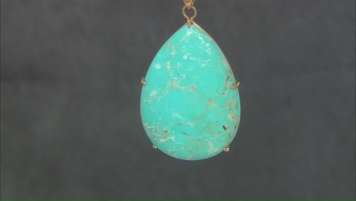 Blue Kingman Turquoise 18k Yellow Gold Over Silver Pendant With Chain Video Thumbnail