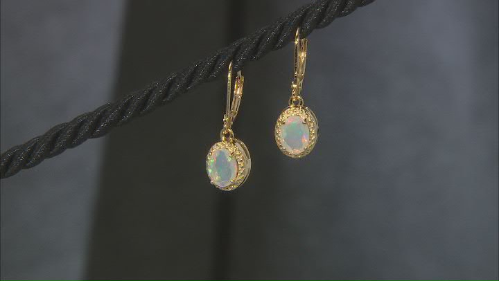 Multi Color Ethiopian Opal 18k Yellow Gold Over Sterling Silver Earrings 1.07ctw Video Thumbnail