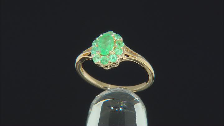 Green Zambian Emerald 18K Yellow Gold Over Sterling Silver Ring 0.75ctw