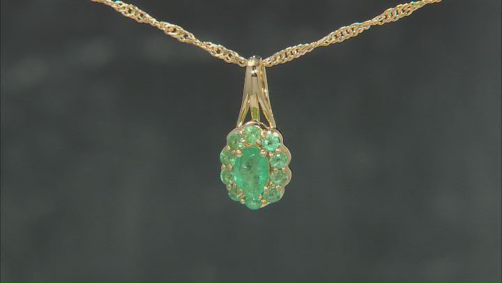 Green Zambian Emerald 18K Yellow Gold Over Sterling Silver Pendant With Chain 0.75ctw Video Thumbnail