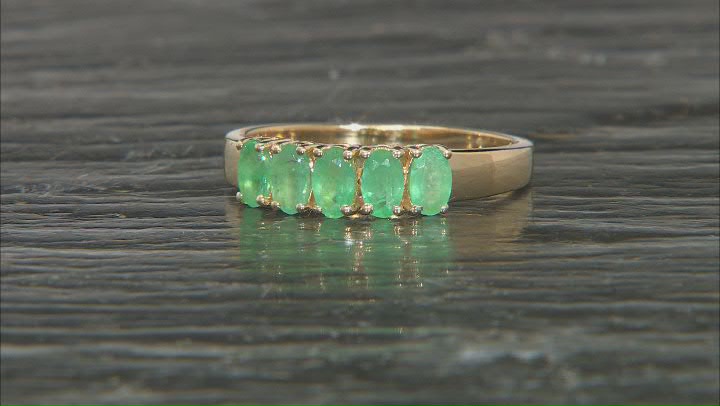 Green Zambian Emerald 18K Yellow Gold Over Sterling Silver Ring 0.93ctw Video Thumbnail
