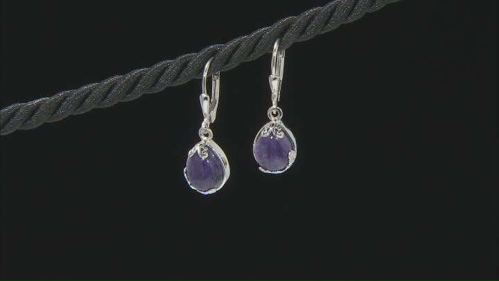 Purple Charoite Rhodium Over Sterling Silver Dangle Earrings 10x8mm Video Thumbnail
