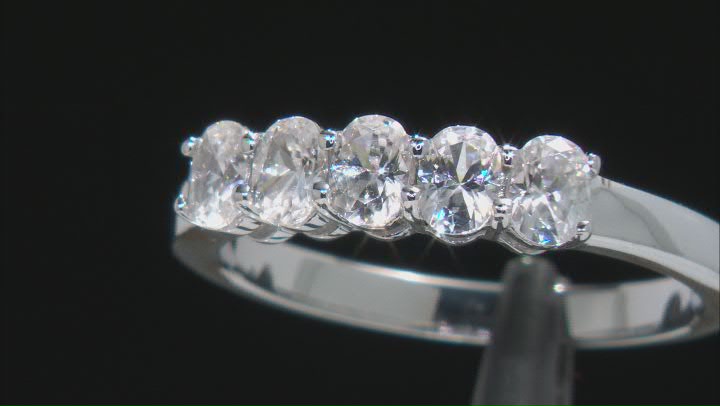 White Zircon Rhodium Over Sterling Silver Band Ring 1.00ctw Video Thumbnail