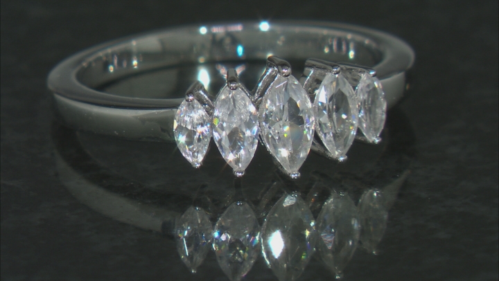 White Zircon Rhodium Over Sterling Silver Ring 0.91ctw Video Thumbnail