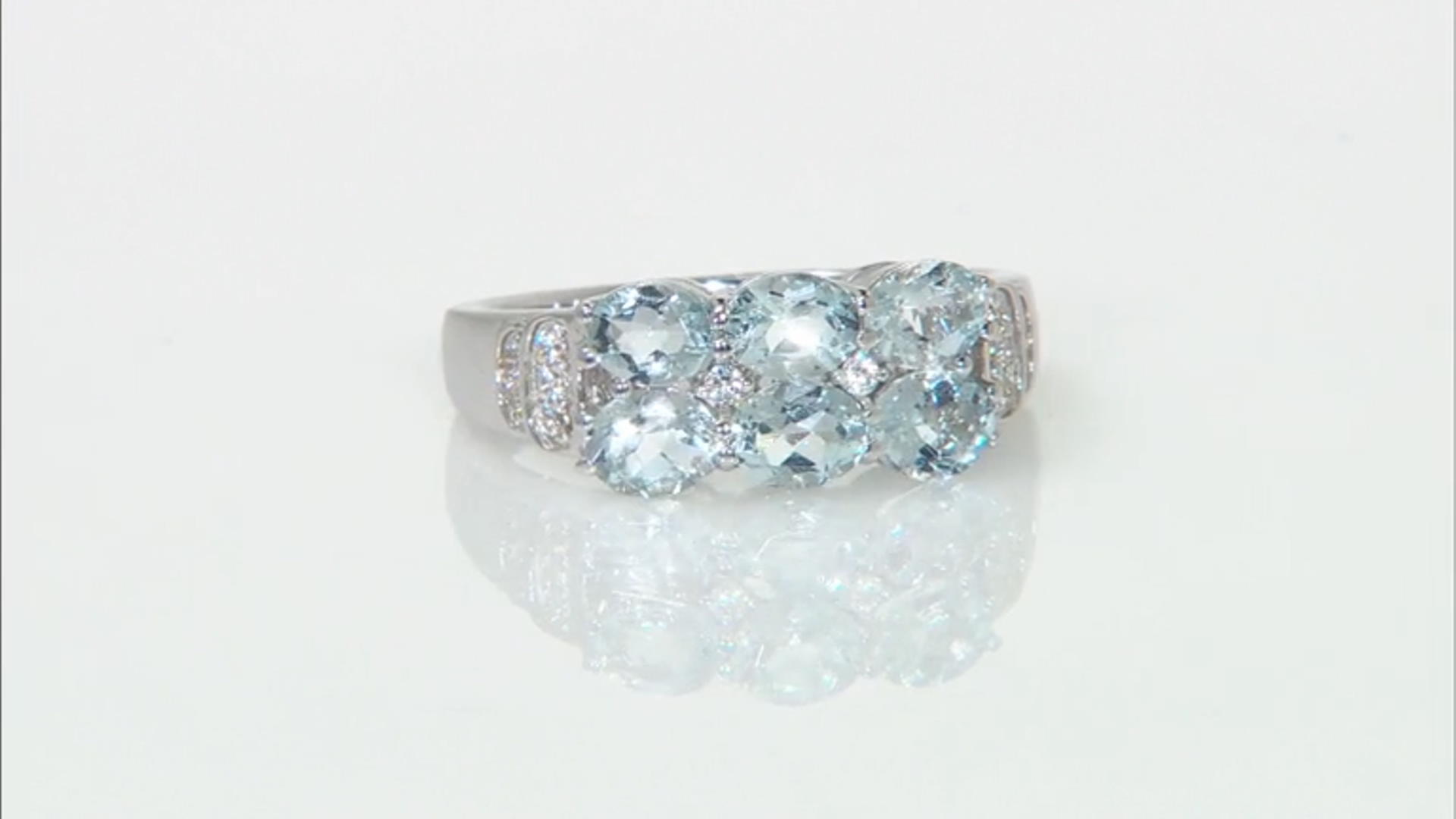 Blue Aquamarine Rhodium Over Sterling Silver Ring 1.72ctw Video Thumbnail