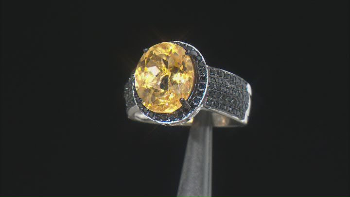 Yellow Citrine Rhodium Over Sterling Silver Ring 4.00ctw Video Thumbnail