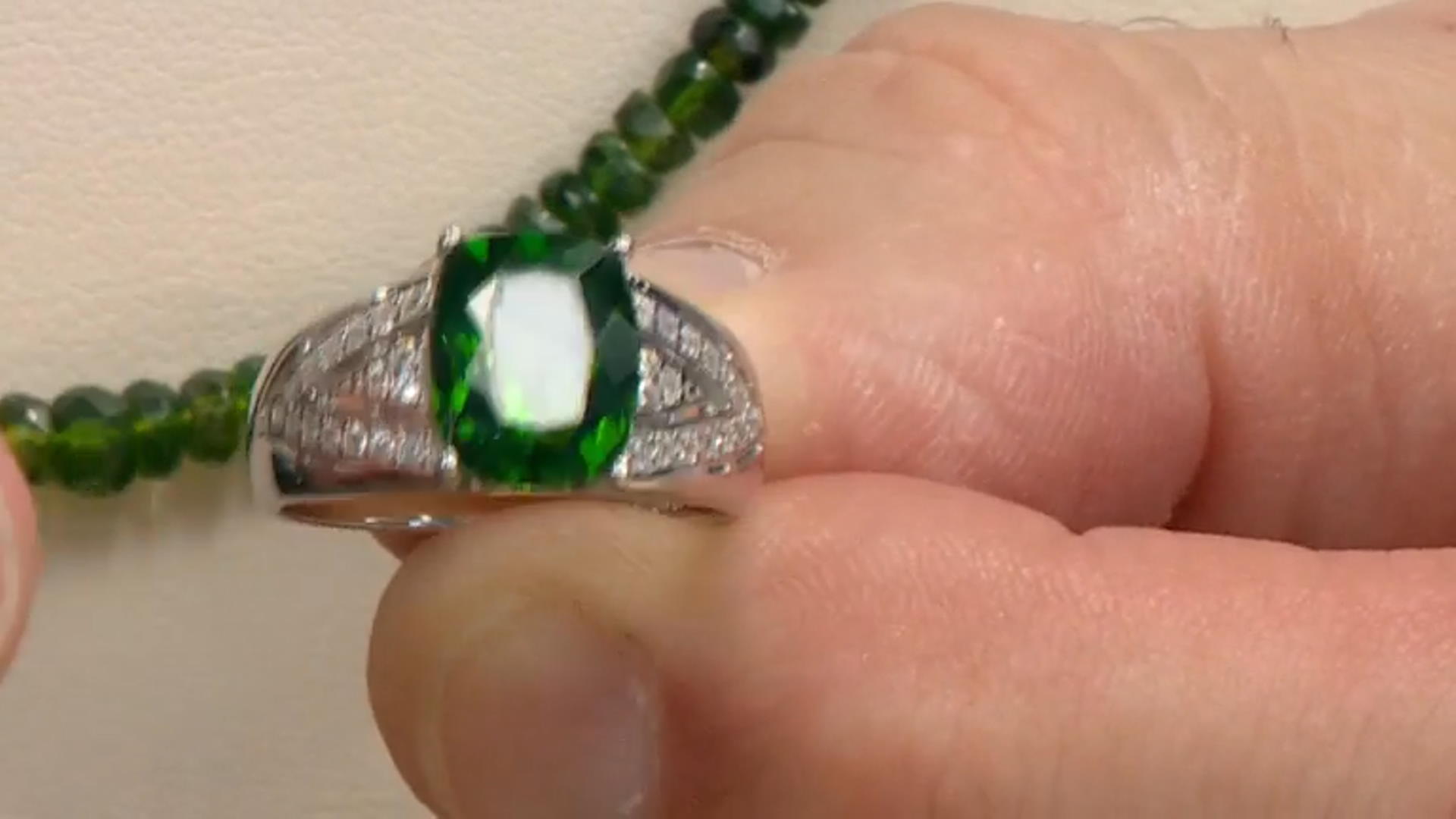 Chrome Diopside Rhodium Over Sterling Silver Ring 2.95ctw Video Thumbnail