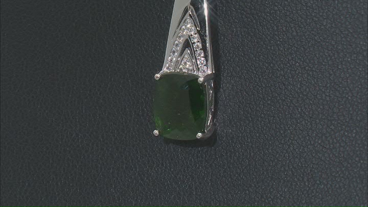 Green Chrome Diopside Rhodium Over Sterling Silver Pendant With Chain 2.83ctw Video Thumbnail