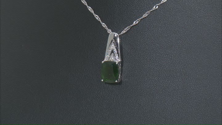 Green Chrome Diopside Rhodium Over Sterling Silver Pendant With Chain 2.83ctw Video Thumbnail