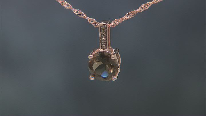 Brown Smoky Quartz 18k Rose Gold Over Silver Pendant With Chain 1.56ctw Video Thumbnail