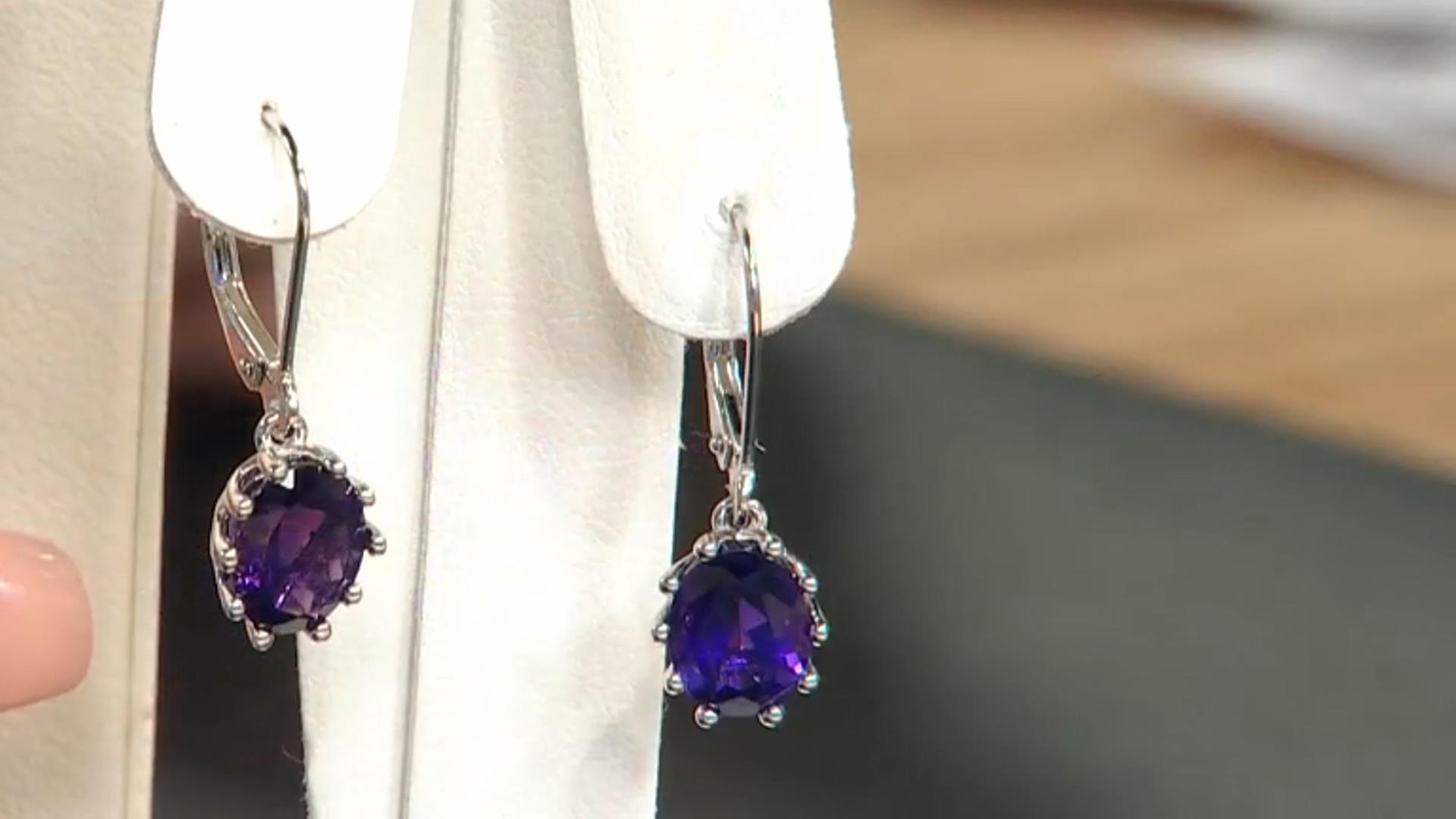 Purple Amethyst Rhodium Over Sterling Silver Dangle Earrings 2.89ctw Video Thumbnail