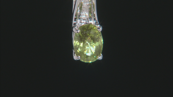 Green Peridot Rhodium Over Silver Slide With Chain. .86ctw Video Thumbnail