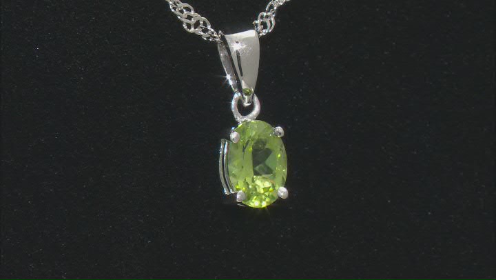 Green Peridot Rhodium Over Silver Pendant With Chain .81ct Video Thumbnail