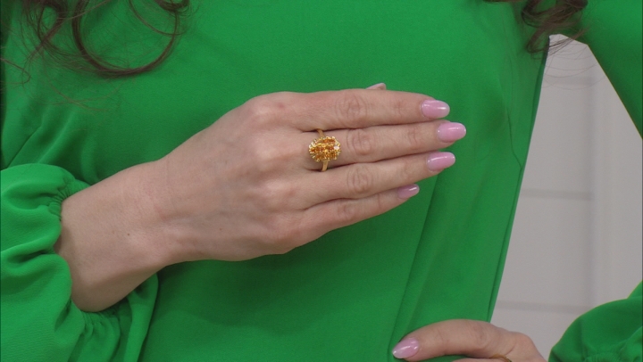 Namibian Mandarin Garnet 18K Yellow Gold Over Silver Ring. 1.73ctw Video Thumbnail