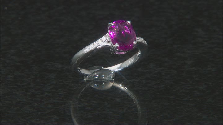 Grape-Color Fluorite & Diamond Rhodium Over Silver Ring 2.05ctw Video Thumbnail