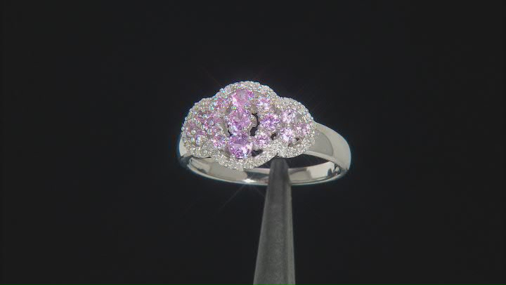 Pink Ceylon Sapphire & White Diamond Rhodium Over Silver Ring 0.87ctw Video Thumbnail
