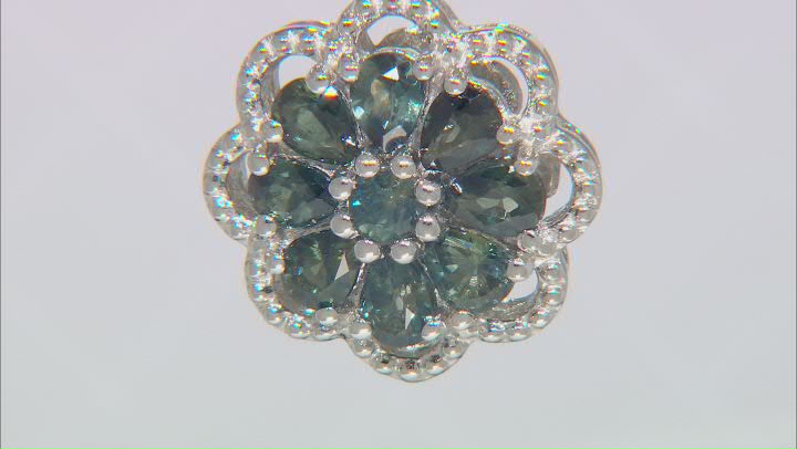 Ocean Sapphire™ Rhodium Over Silver Floral Pendant With 18" Chain 1.64ctw Video Thumbnail