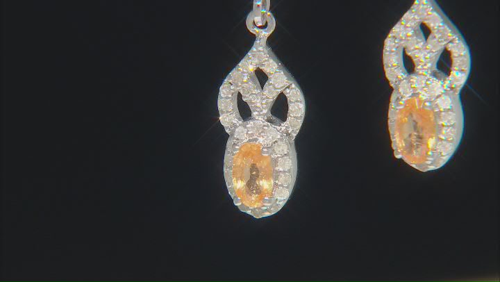 Mandarin Garnet & White Diamond Rhodium Over Silver Earrings 0.74ctw Video Thumbnail