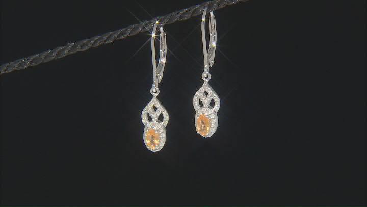 Mandarin Garnet & White Diamond Rhodium Over Silver Earrings 0.74ctw Video Thumbnail