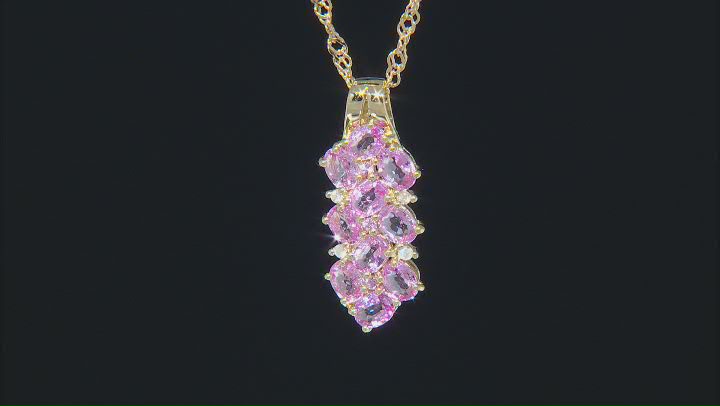 Pink Ceylon Sapphire & Diamond Accent 18K Yellow  Gold Over Silver Slide 1.96ctw Video Thumbnail