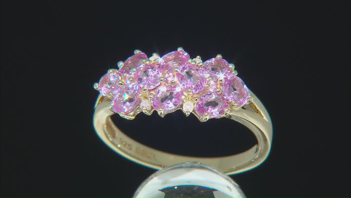 Pink Ceylon Sapphire & Diamond Accent 18K Yellow Gold Over Silver Ring 1.96ctw Video Thumbnail