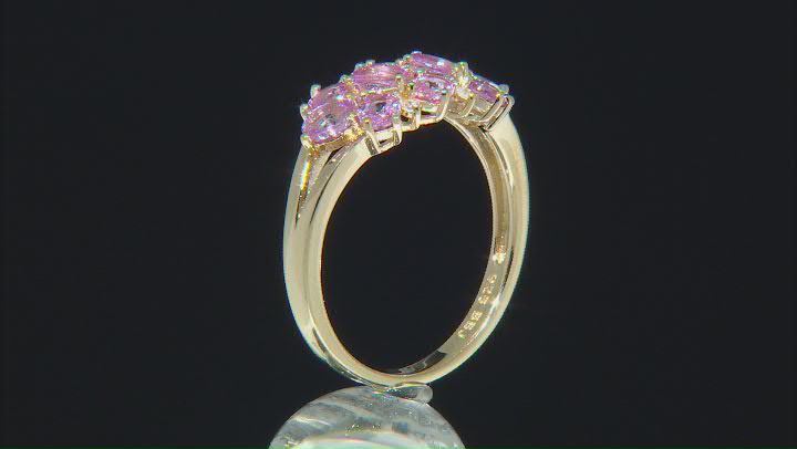 Pink Ceylon Sapphire & Diamond Accent 18K Yellow Gold Over Silver Ring 1.96ctw Video Thumbnail