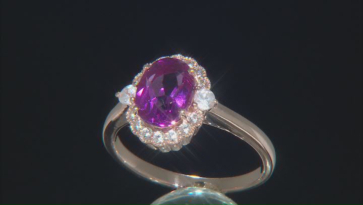Grape-Color Fluorite 18k Rose Gold Over Silver Ring 2.44ctw Video Thumbnail