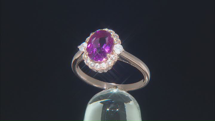 Grape-Color Fluorite 18k Rose Gold Over Silver Ring 2.44ctw Video Thumbnail