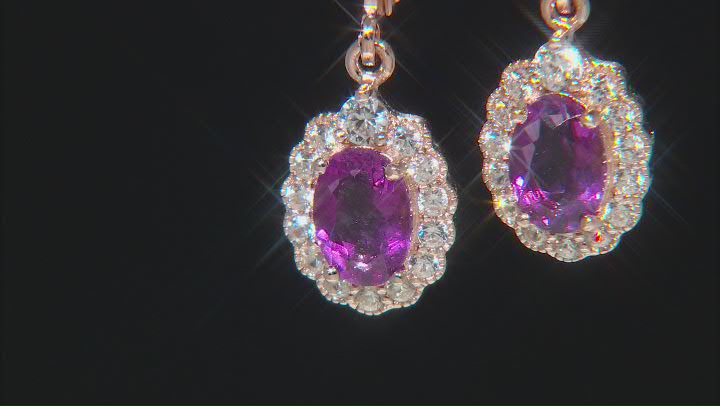 Grape-Color Fluorite 18k Rose Gold Over Silver Earrings 2.42ctw Video Thumbnail