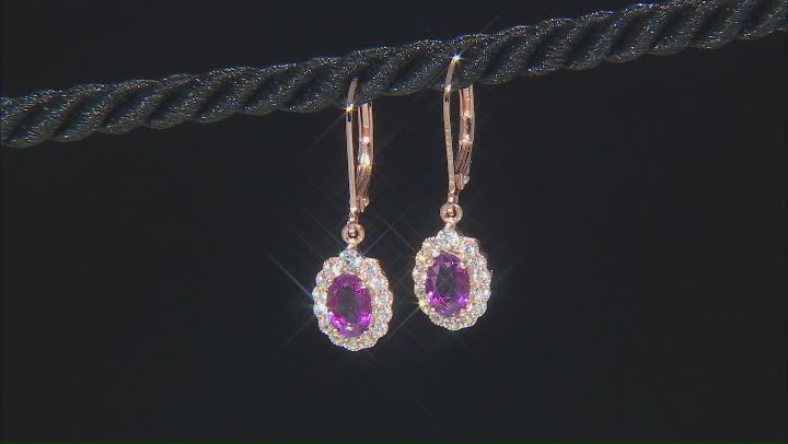Grape-Color Fluorite 18k Rose Gold Over Silver Earrings 2.42ctw Video Thumbnail