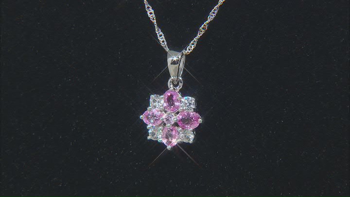 Pink Ceylon Sapphire With White Zircon Rhodium Over 10k White Gold Pendant Video Thumbnail