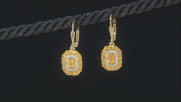 Orange Namibian Mandarin Garnet & Diamond 18k Gold Over Silver Earrings 1.77ctw Video Thumbnail