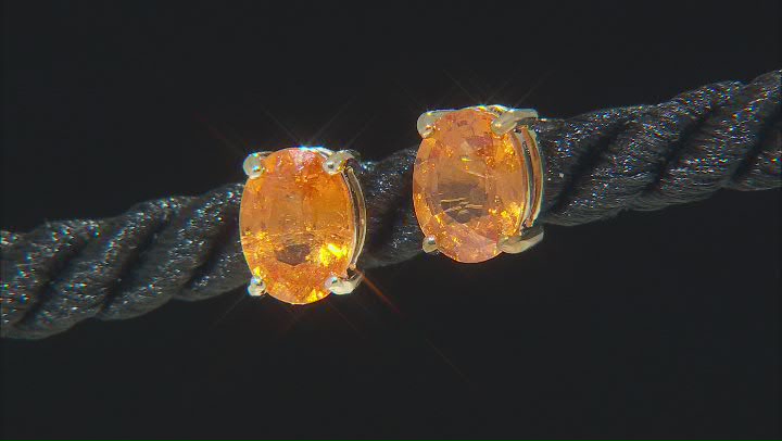 Orange Mandarin Garnet 10k Yellow Gold Stud Earrings 2.55ctw Video Thumbnail