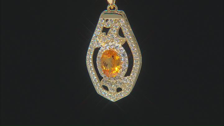 Namibian Mandarin Garnet & White Zircon 18k Yellow Gold Over Silver Pendant With Chain 1.47ctw Video Thumbnail