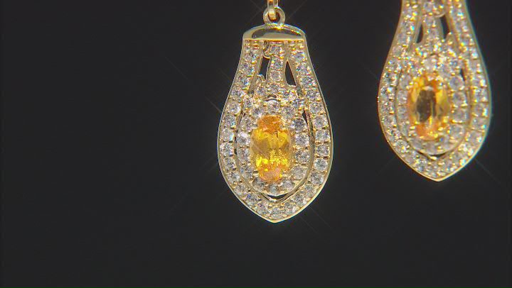 Namibian Mandarin Garnet & White Zircon 18k Yellow Gold Over Silver Earrings 2.18ctw Video Thumbnail