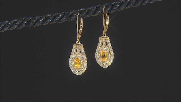 Namibian Mandarin Garnet & White Zircon 18k Yellow Gold Over Silver Earrings 2.18ctw Video Thumbnail