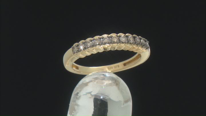 Champagne Diamond 14k Yellow Gold Over Sterling Silver Band Ring 0.25ctw Video Thumbnail