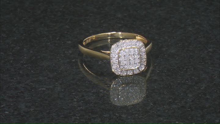 White Diamond 14k Yellow Gold Over Sterling Silver Cluster Ring 0.25ctw Video Thumbnail