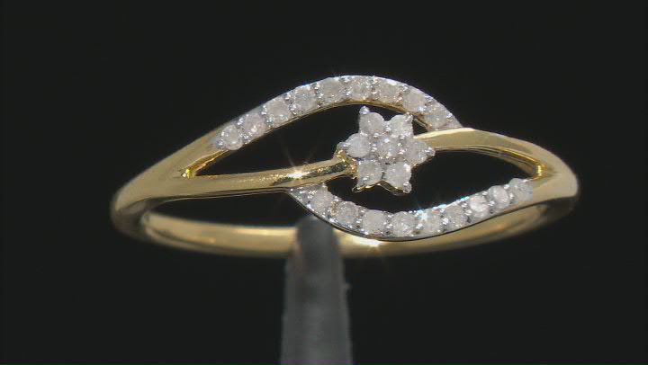White Diamond 14k Yellow Gold Over Sterling Silver Ring 0.15ctw Video Thumbnail