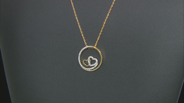 White Diamond 14k Yellow Gold Over Sterling Silver Slide Pendant with Chain 0.25ctw Video Thumbnail