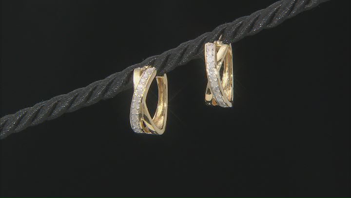 White Diamond 14k Yellow Gold Over Sterling Silver Bypass Earrings 0.50ctw Video Thumbnail