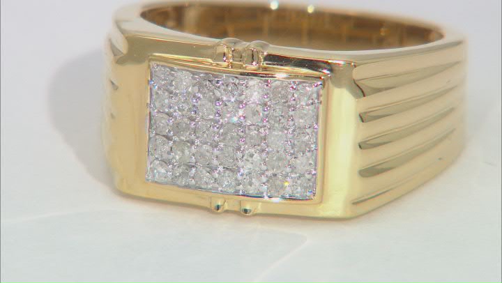 White Diamond 14k Yellow Gold Over Sterling Silver Mens Ring 0.40ctw Video Thumbnail