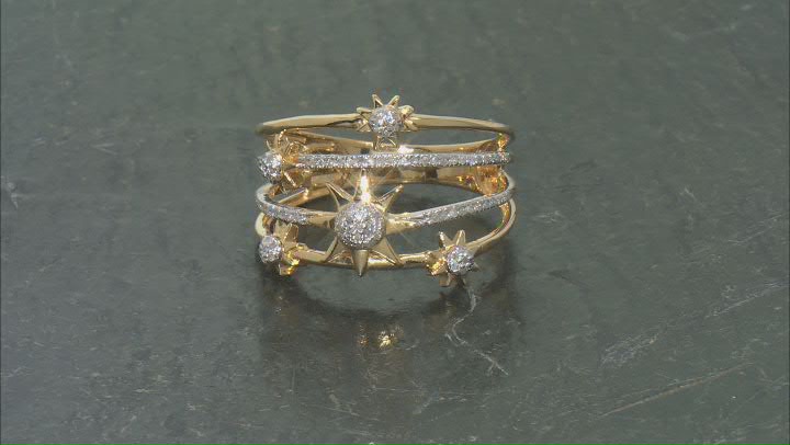White Diamond 14k Yellow Gold Over Sterling Silver Open Design Ring 0.10ctw Video Thumbnail