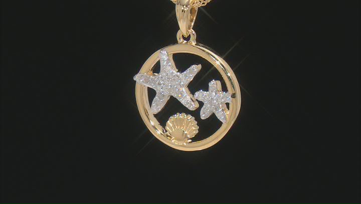 White Diamond 14k Yellow Gold Over Sterling Silver Starfish Pendant With 18" Singapore Chain 0.15ctw Video Thumbnail