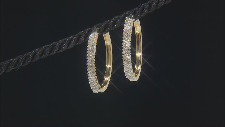 Diamond 14k Yellow Gold Over Sterling Silver Hoop Earrings 1.00ctw Video Thumbnail
