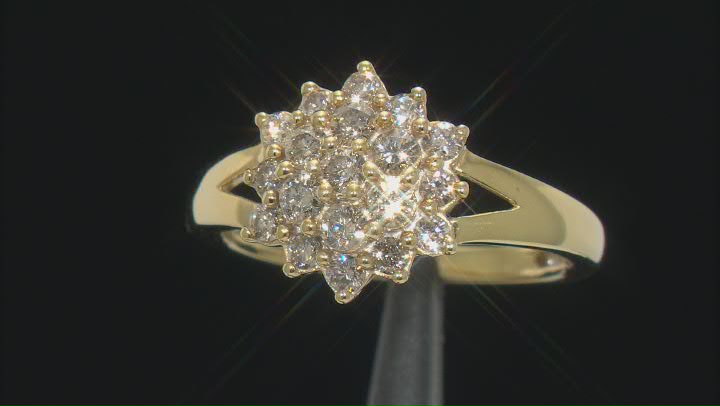 Candlelight Diamonds™ 14k Yellow Gold Over Sterling Silver Cluster Ring 0.75ctw Video Thumbnail